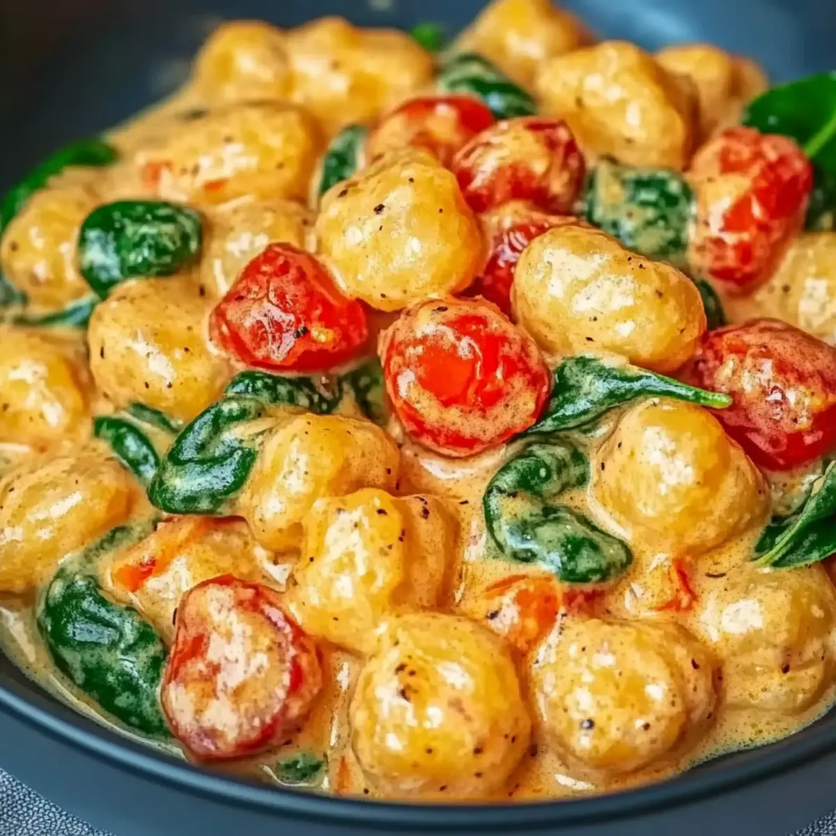 Schnelle Gnocchi-Pfanne mit Tomate & Spinat: Ein Unglaubliches Ultimatives Rezept für 4 Personen - Fertiges Gericht auf einem Teller