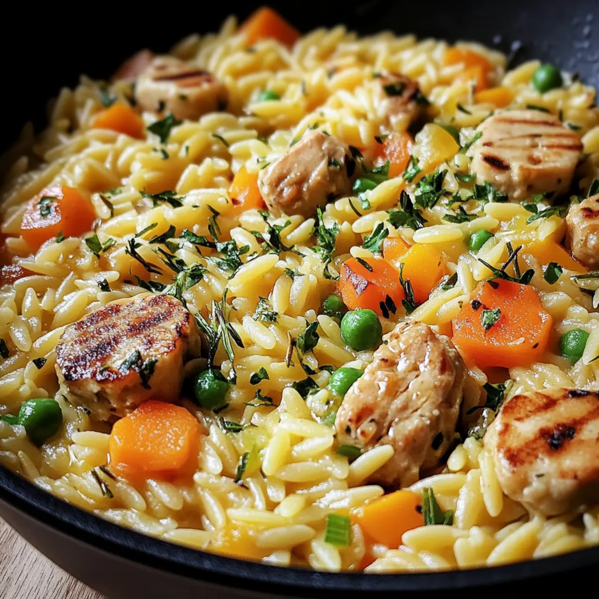 Onepot Orzo-Wikinger-Topf - Nahaufnahme der leckeren Textur