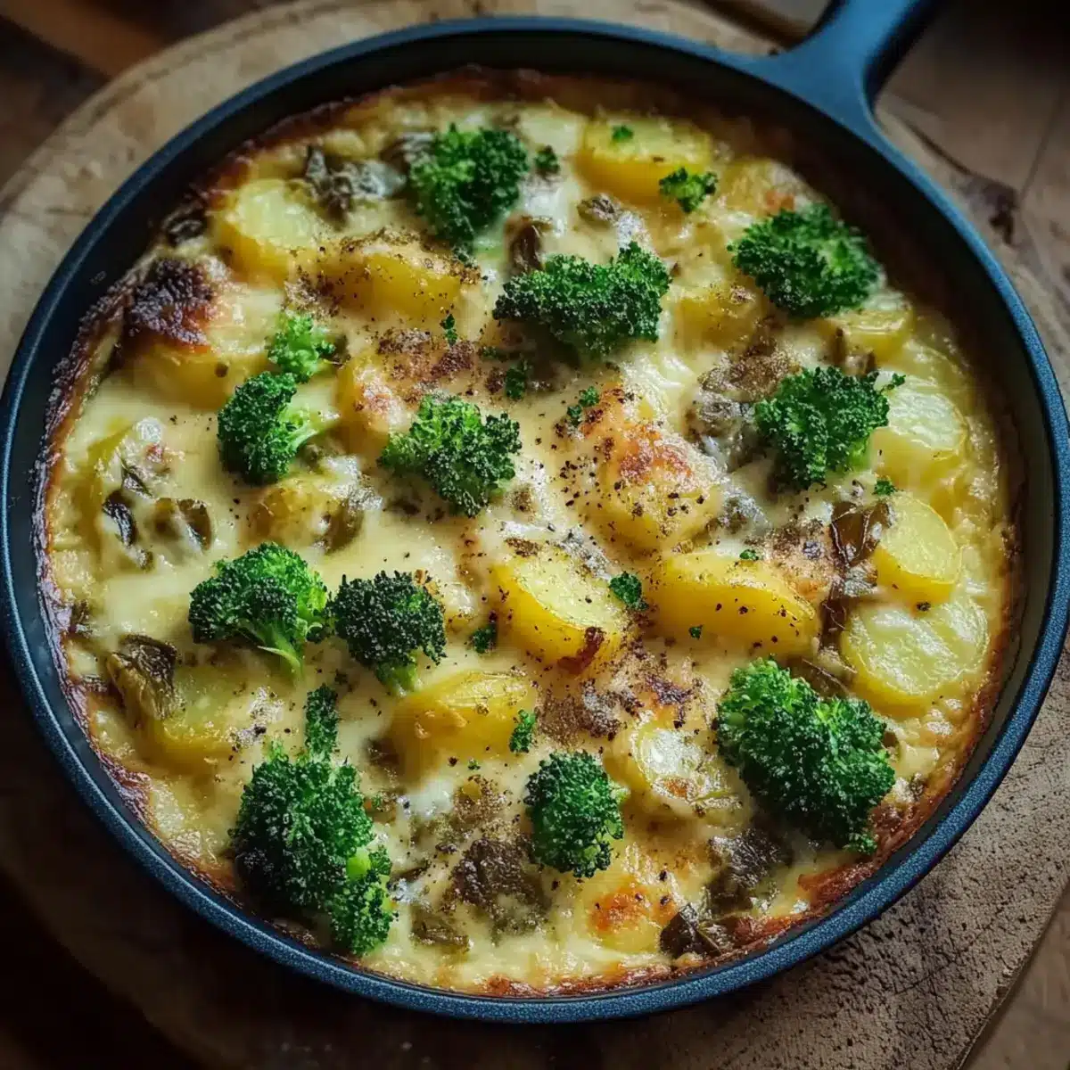 Brokkoli Kartoffel Pfanne mit Pilzen und Käse - Zutaten vorbereitet