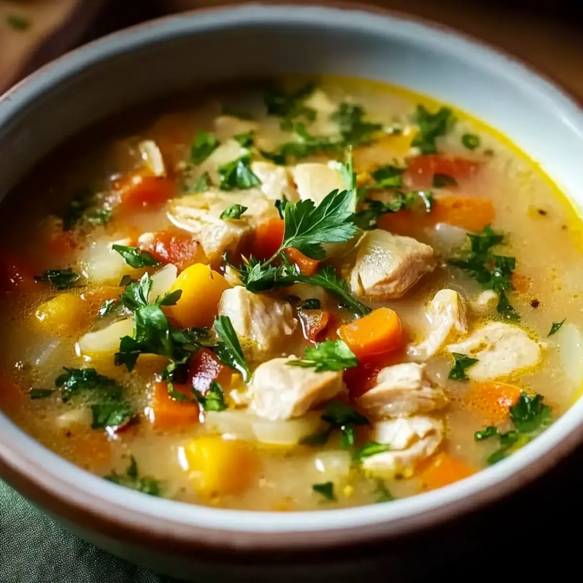 Sizilianische Hühnersuppe - Nahaufnahme der leckeren Textur