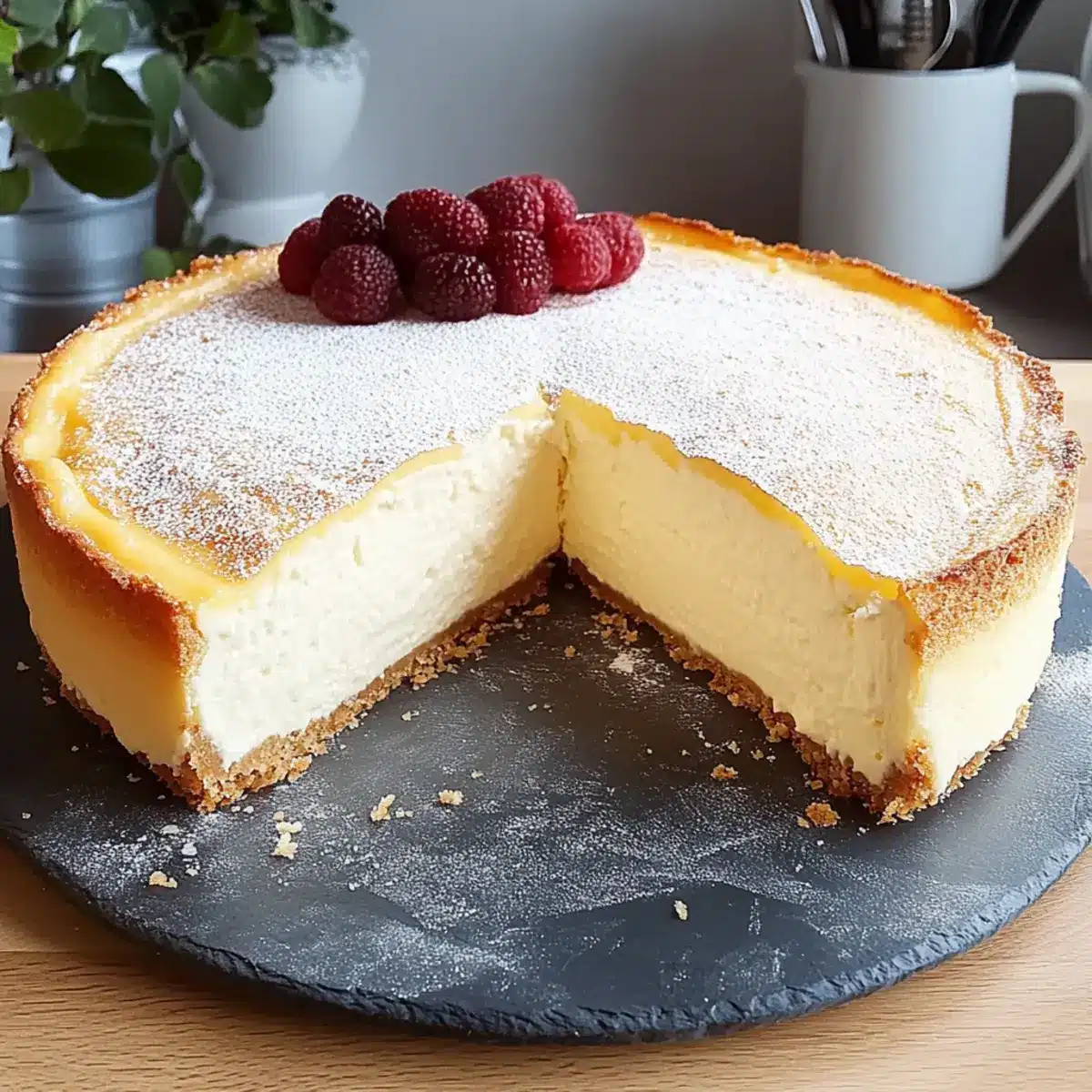 Das beste Käsekuchen-Rezept: Klassisch, cremig & einfach wie bei Oma - Fertiges Gericht auf einem Teller