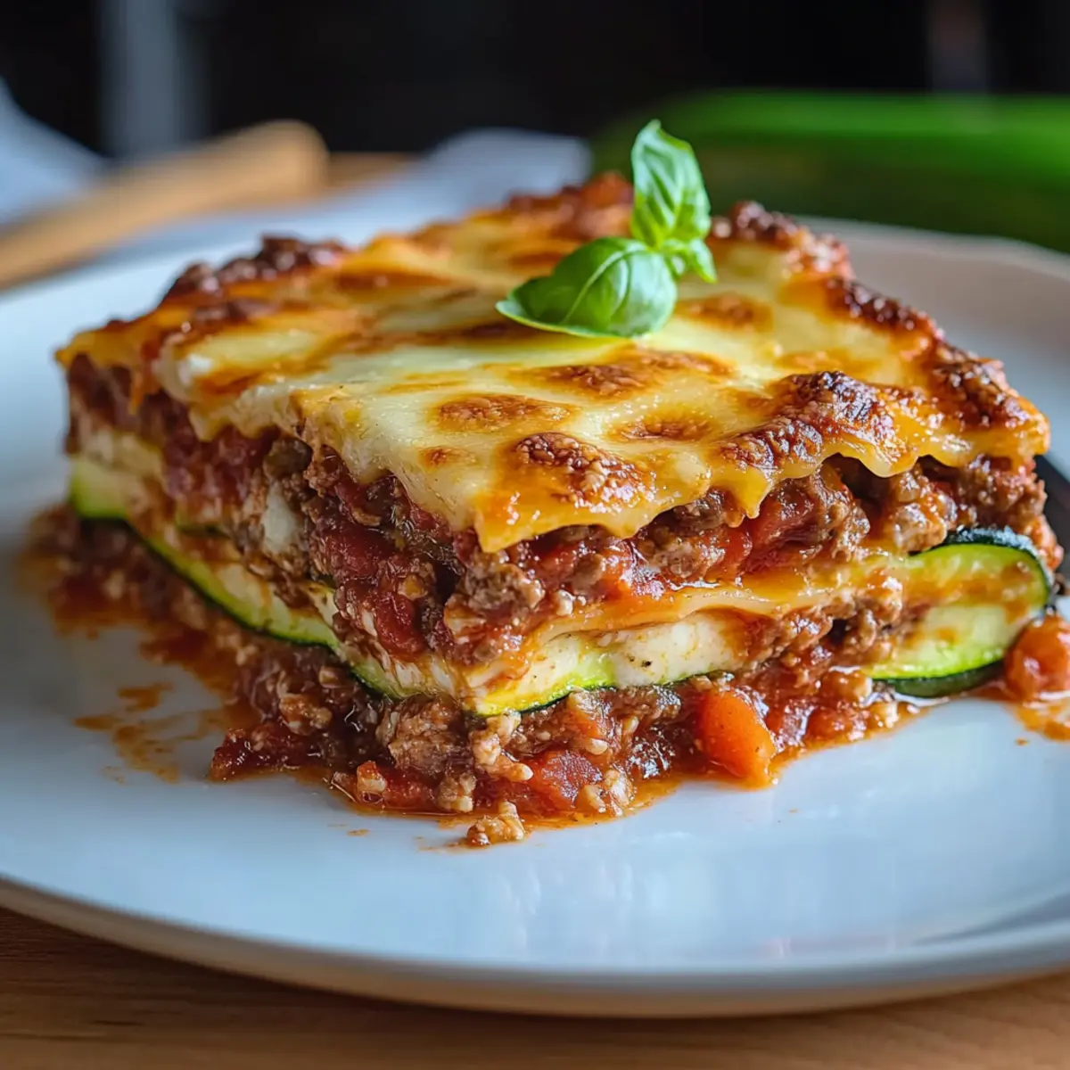 Low Carb Zucchini Lasagne - Fertiges Gericht auf einem Teller