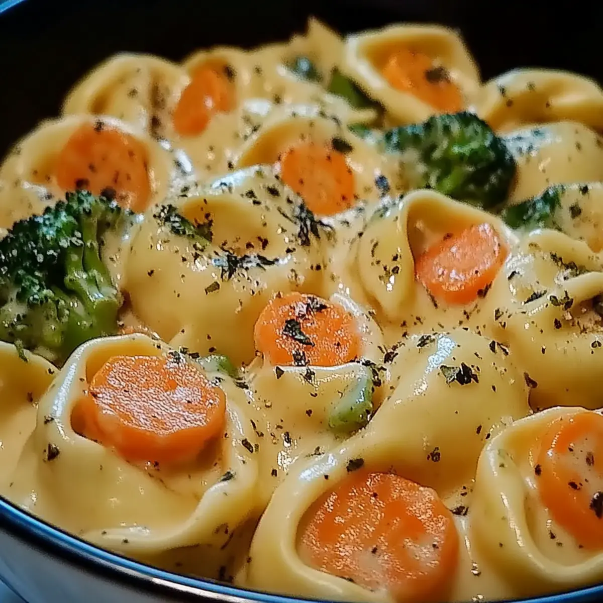 Cremige Gemüse-Tortellini Pfanne: Ein Unglaubliches Ultimatives Rezept - Nahaufnahme der leckeren Textur