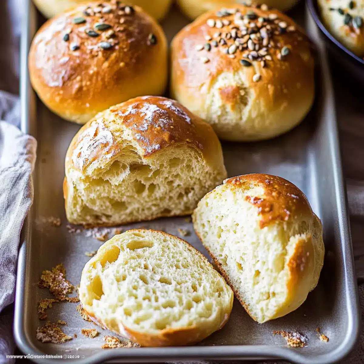 Kalorienarme Brötchen mit Quark (ohne Hefe zum Frühstück schnell und einfach gemacht) - Fertiges Gericht auf einem Teller