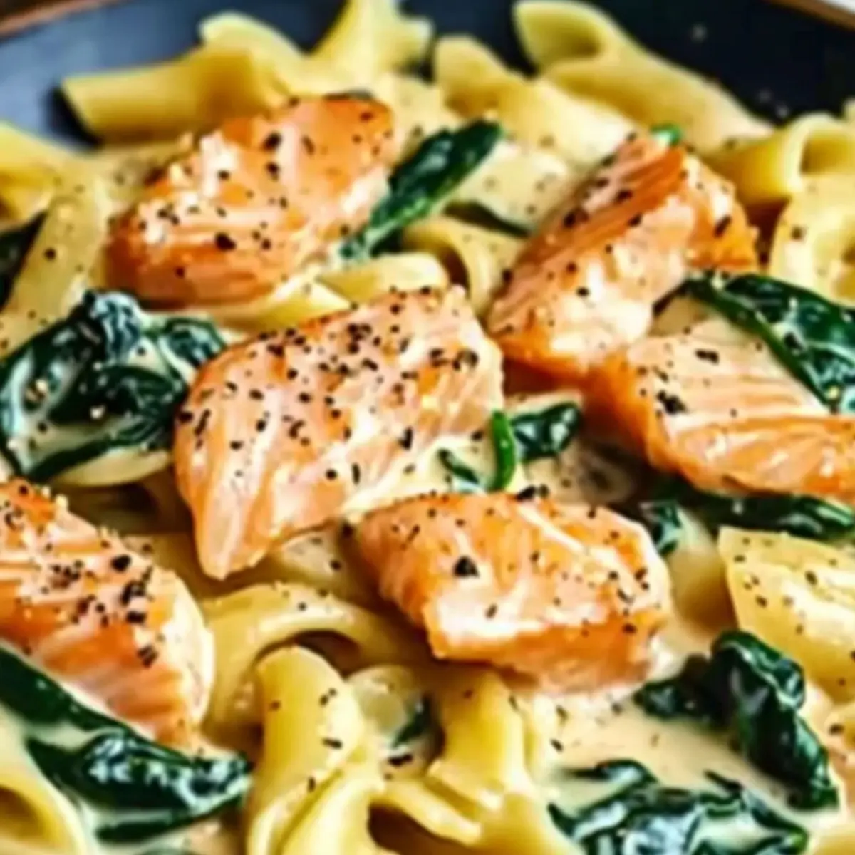 Cremige Nudeln mit Lachs & Spinat: Ein Unglaubliches Ultimatives Rezept - Nahaufnahme der leckeren Textur