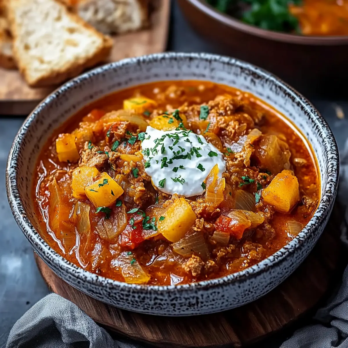 Szegediner Gulasch ganz – Bestes Rezept in 5 Schritten - Fertiges Gericht auf einem Teller