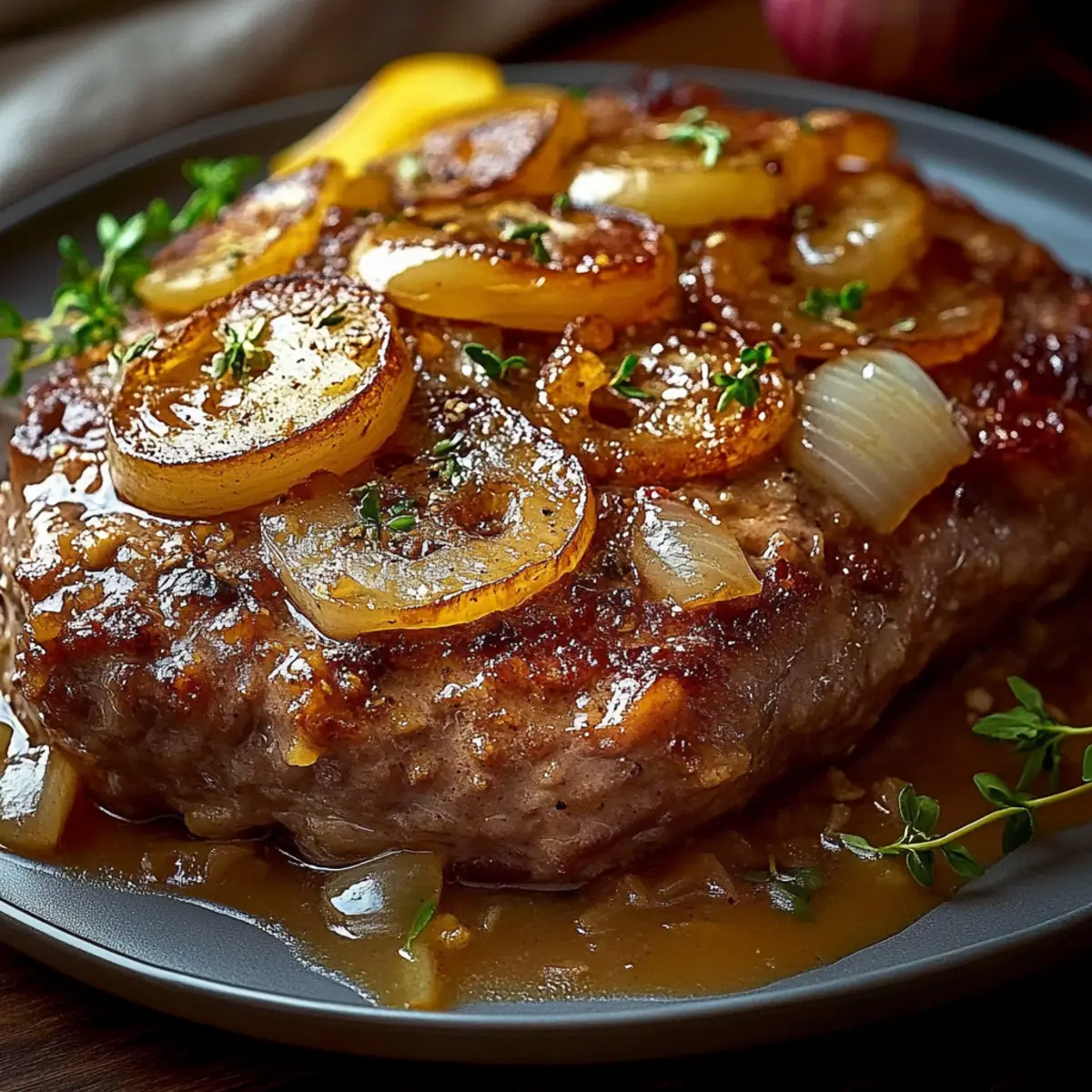 Zwiebelhackbraten - Nahaufnahme der leckeren Textur