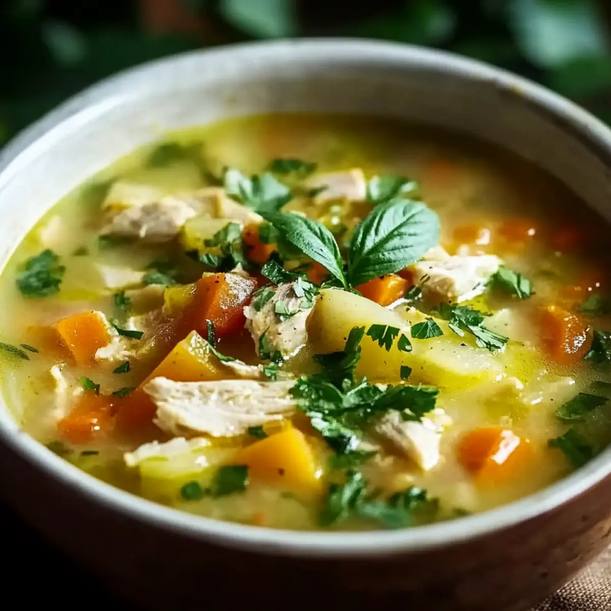 Sizilianische Hühnersuppe - Fertiges Gericht auf einem Teller