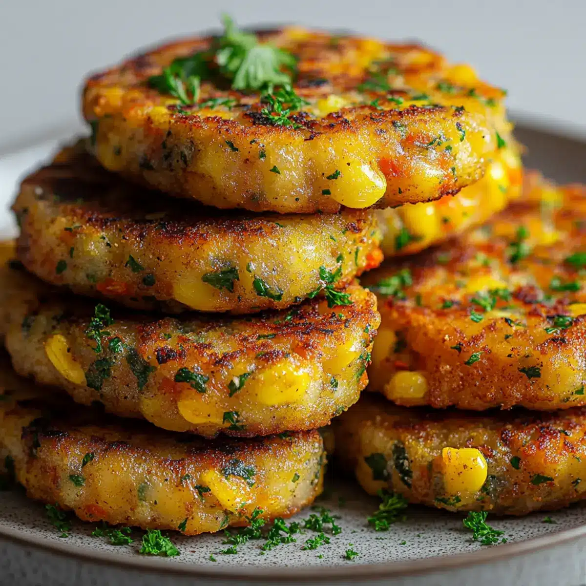 Knusprige Gemüsebratlinge aus der Heißluftfritteuse (35 Min., 2 Portionen) - Nahaufnahme der leckeren Textur