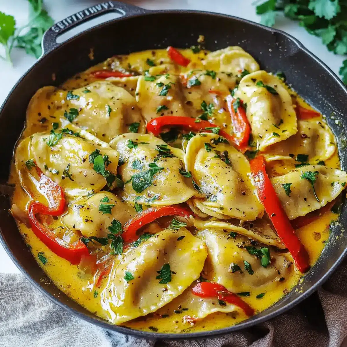 Super einfache Maultaschen Pfanne mit Gemüse für volle Geschmacksexplosion - Nahaufnahme der leckeren Textur