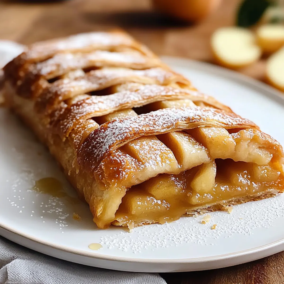 Apfelstrudel mit Blätterteig: Einfach und lecker - Nahaufnahme der leckeren Textur