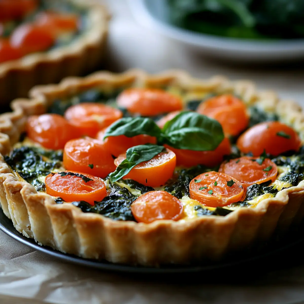 Klassische Spinat Quiche mit Lachs Feta - Zutaten vorbereitet