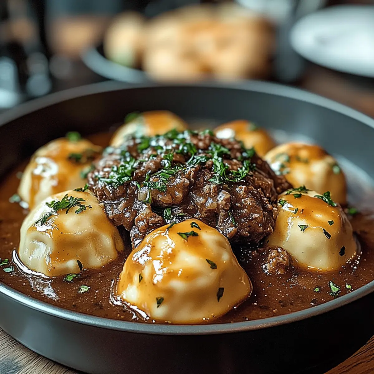 Hackfleisch und Knödel: Ein perfektes Wohlfühlessen - Nahaufnahme der leckeren Textur