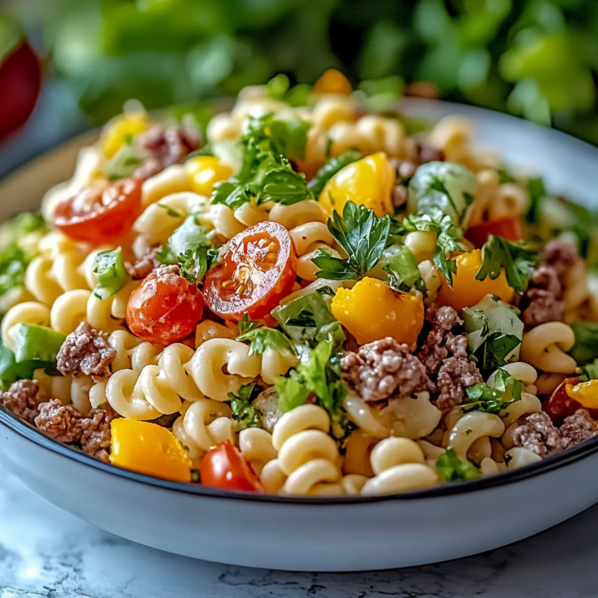 Big Mac Nudelsalat für Grillparty – Zubereitung