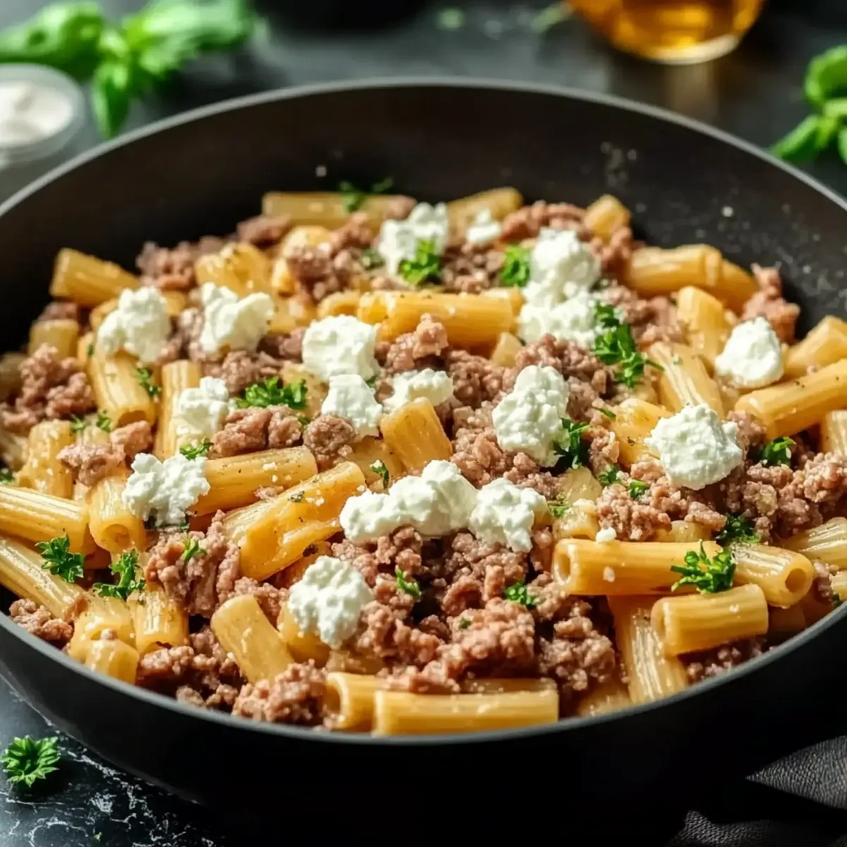 Cremige Nudel-Hackfleisch-Pfanne mit Feta – Zubereitung