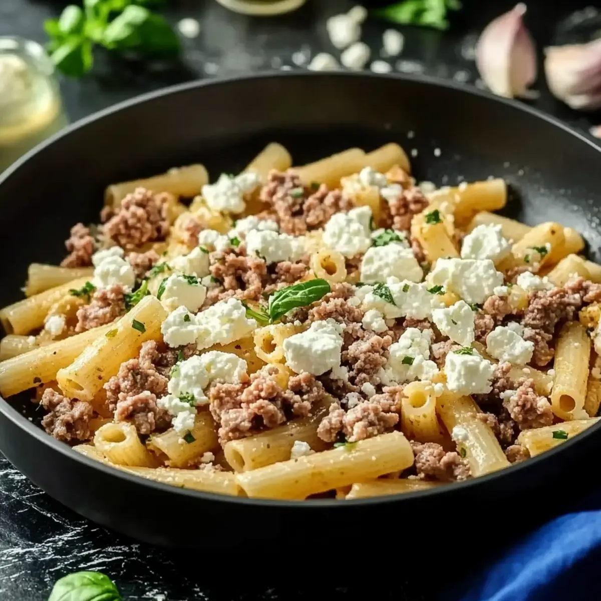 Cremige Nudel-Hackfleisch-Pfanne mit Feta – schnell & unwiderstehlich