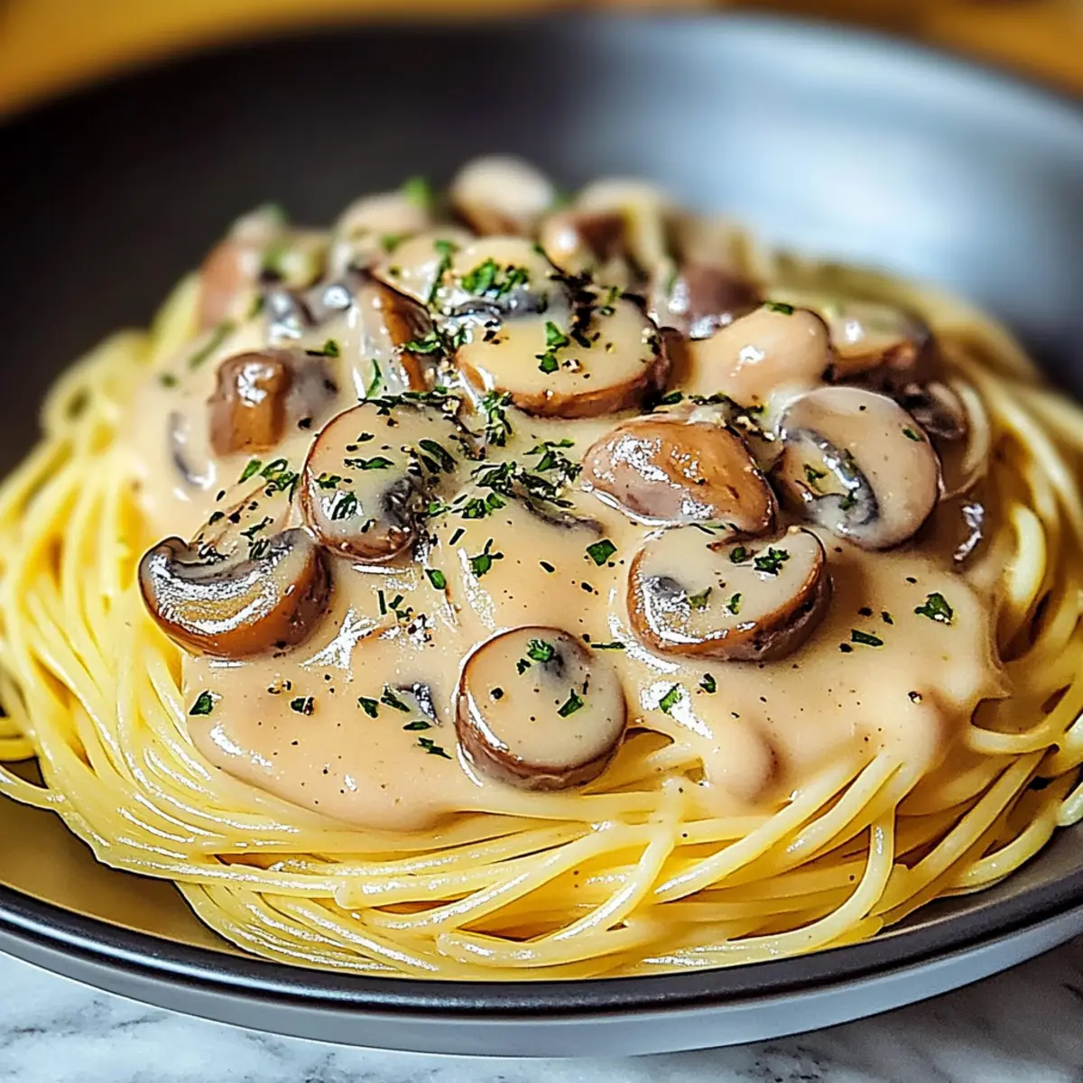 Cremige Spaghetti mit Champignon-Sahnesauce – Schritt 3