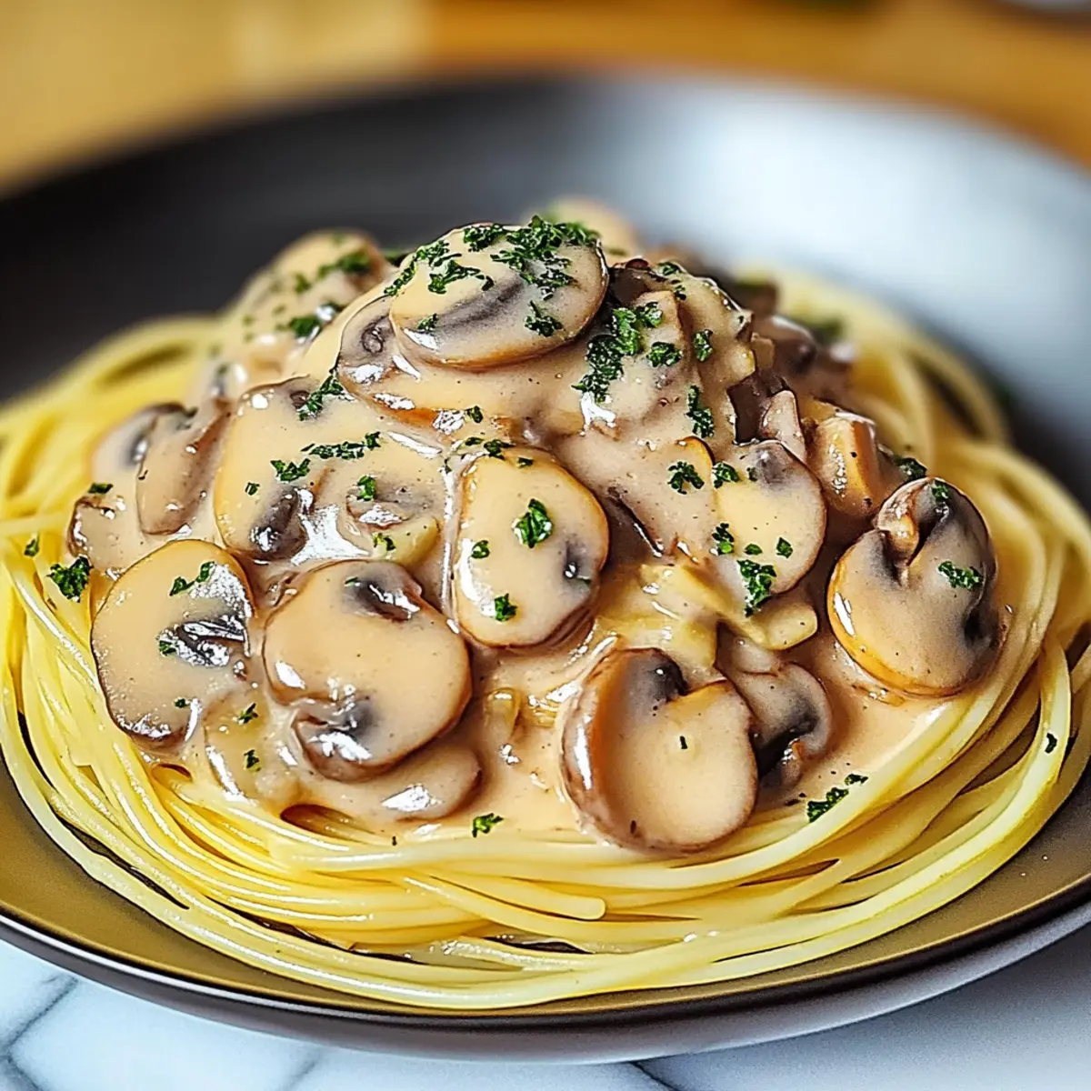 Cremige Spaghetti mit Champignon-Sahnesauce für Genussmoment!