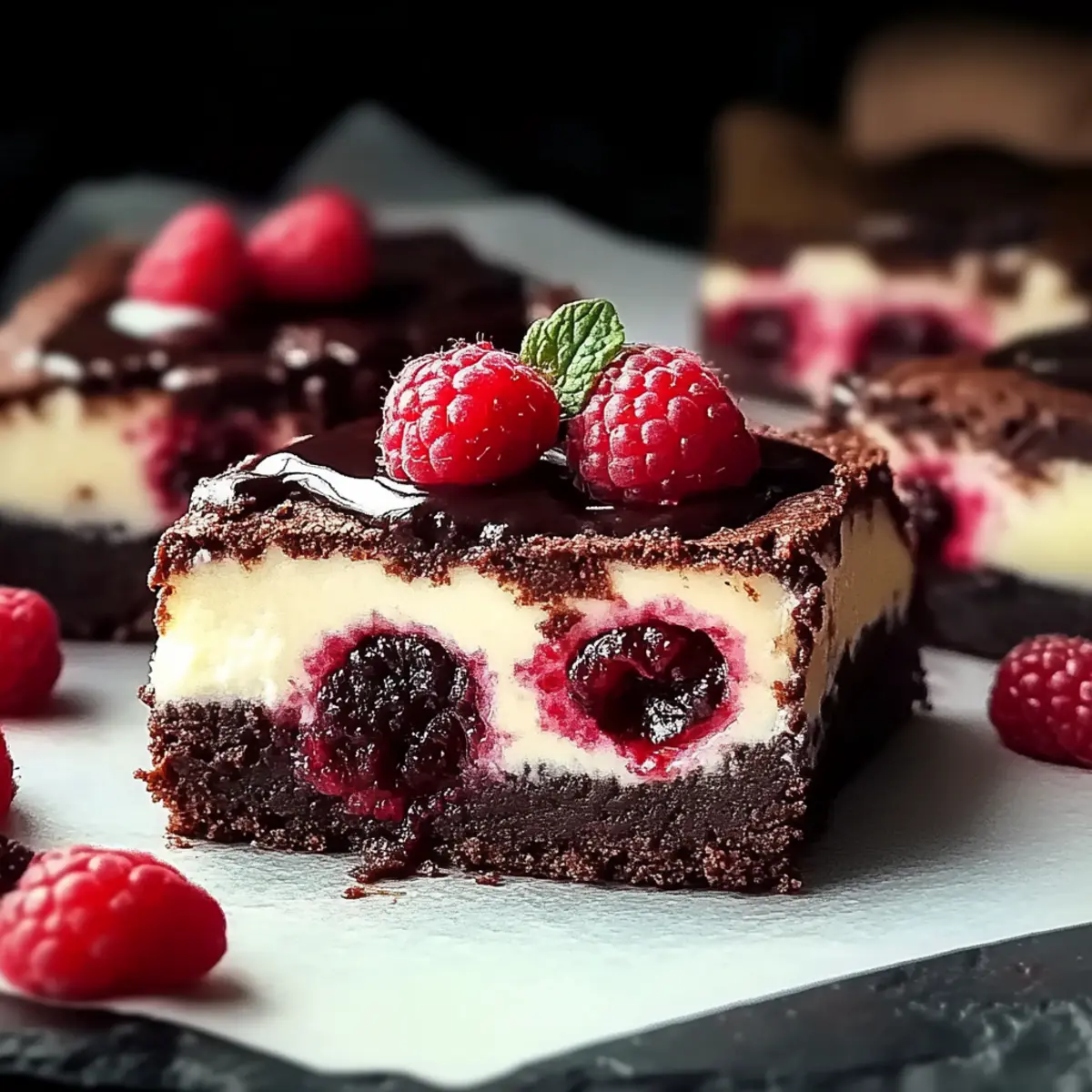 Brownies mit Cheesecake und Himbeeren – Schritt 3