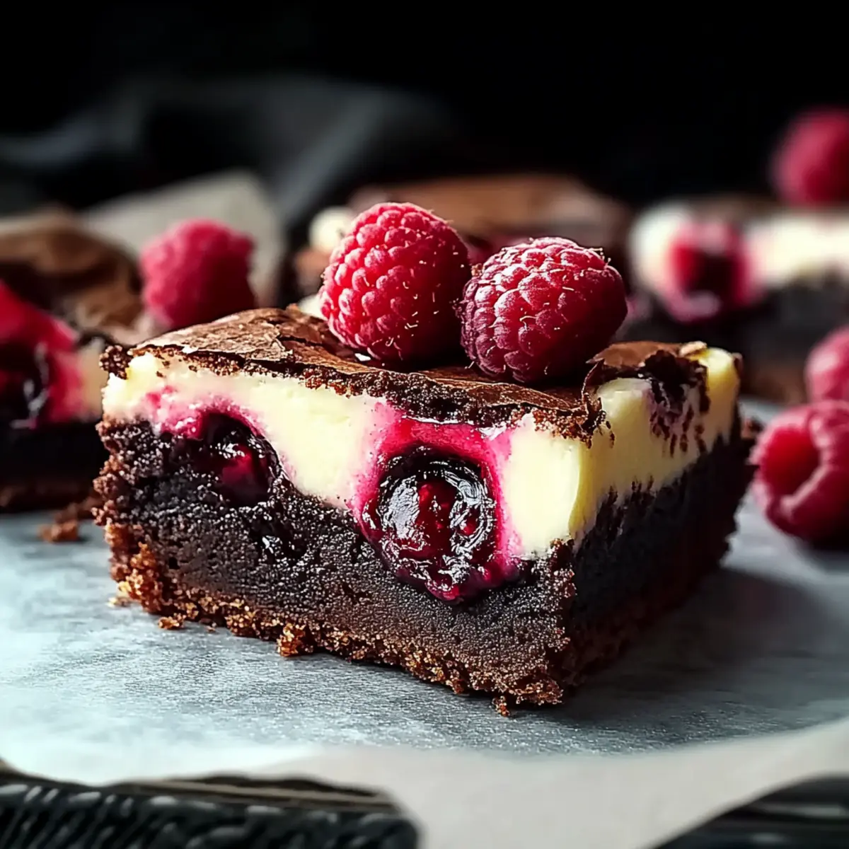 Brownies mit Cheesecake und Himbeeren – Endergebnis