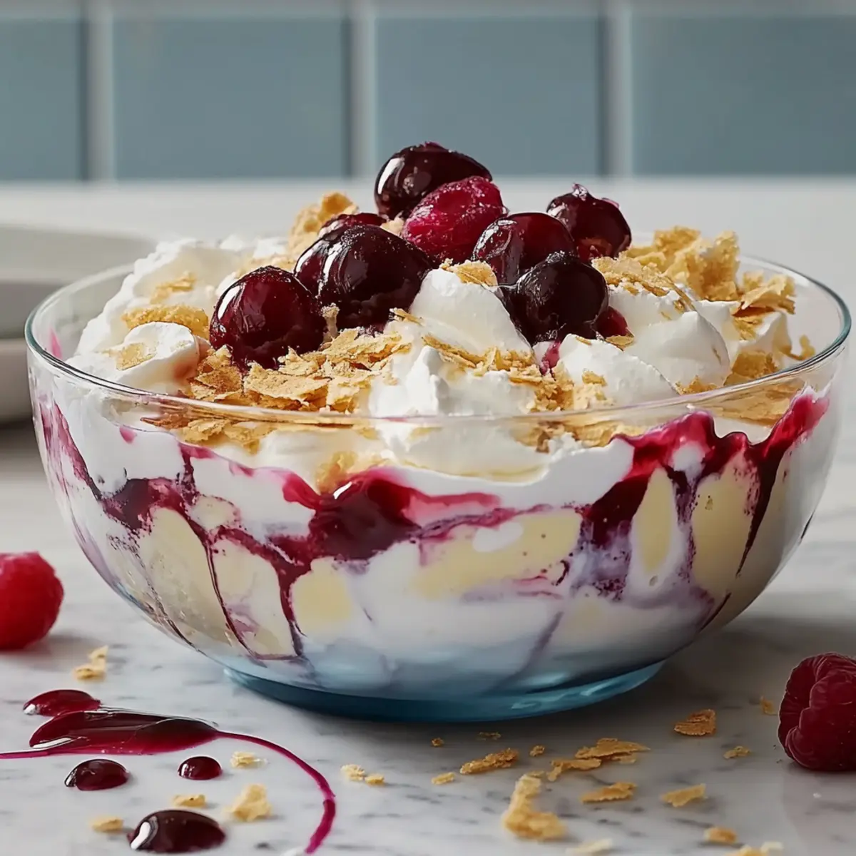 Engelscreme mit Kirschen und Frischkäse – Zubereitung