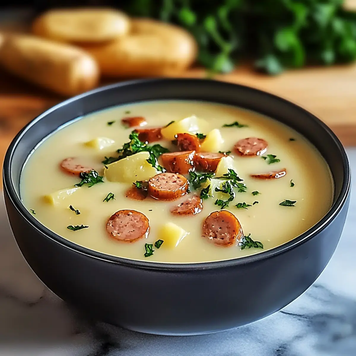 Kartoffelsuppe mit Würstchen – Zubereitung