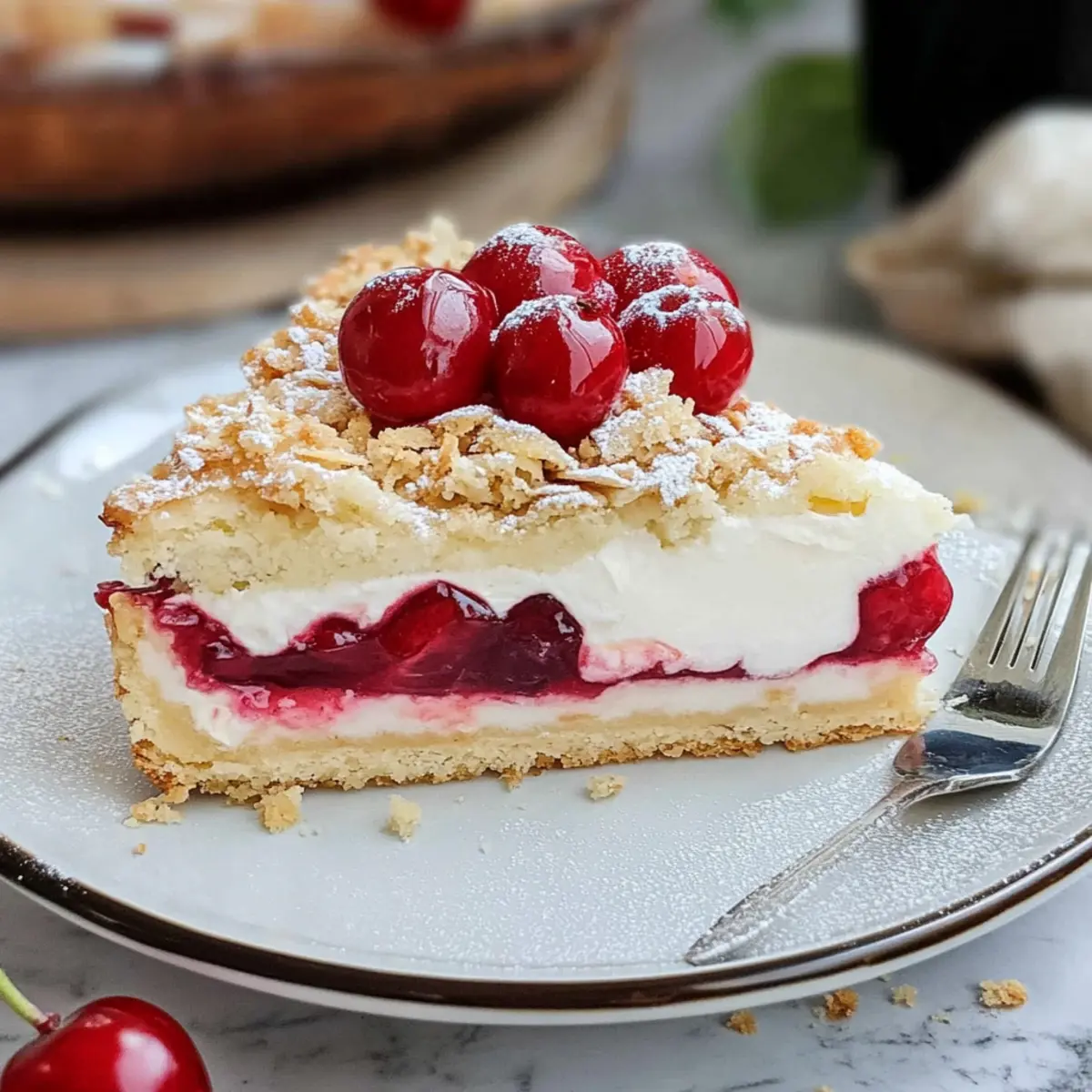 Kirsch-Joghurt-Käsekuchen mit Streuseln: 3 Schichten zum Dahinschmelzen (2024)