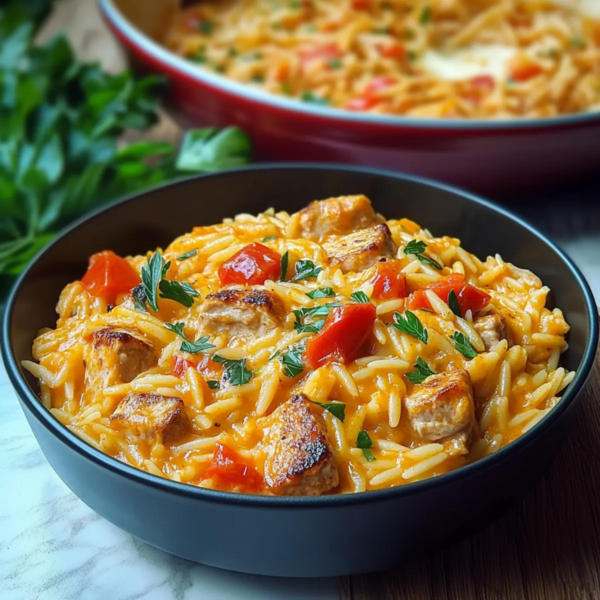 Paprika Sahne Hähnchen mit Orzo Nudeln – Schritt 3