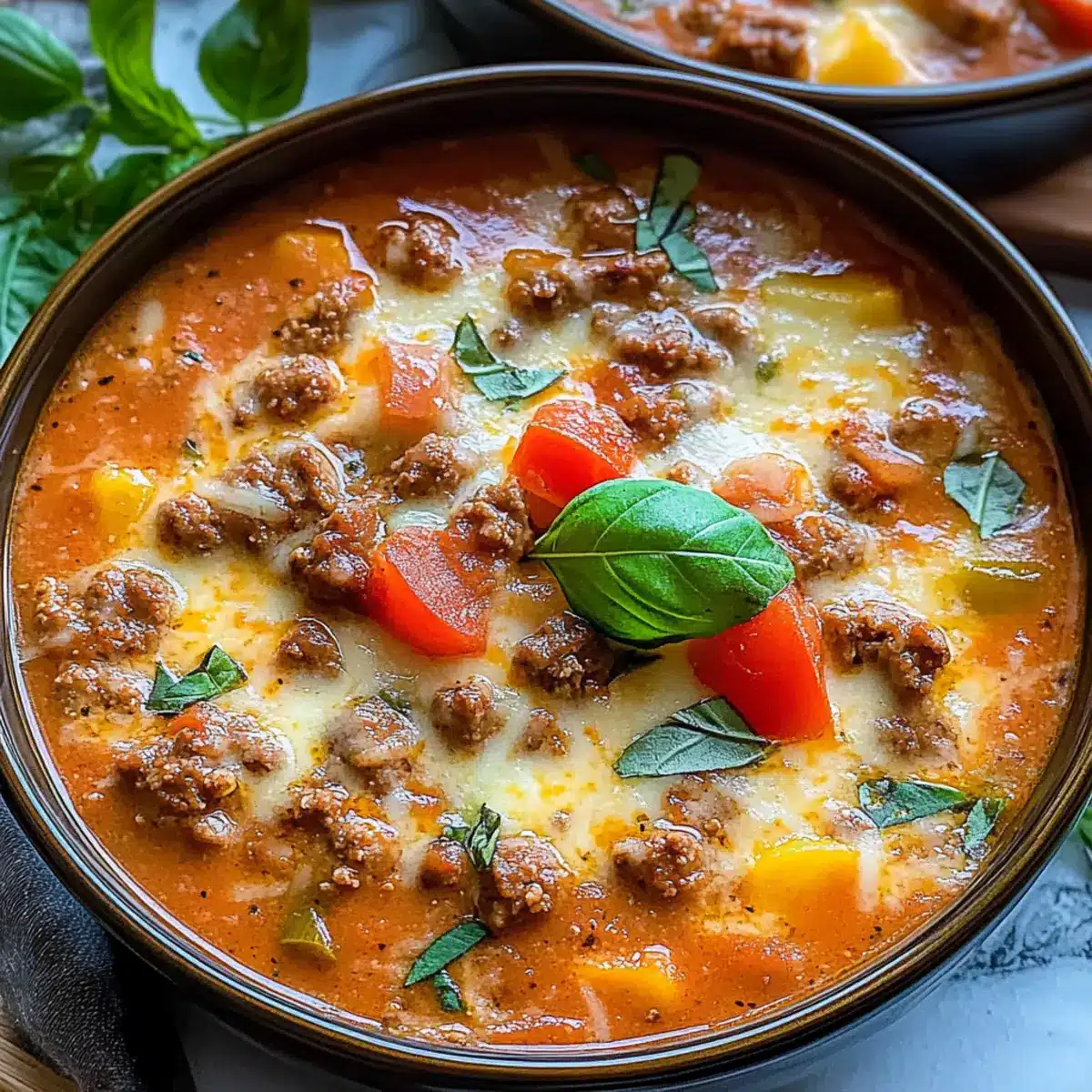 Pizzasuppe mit Hackfleisch – Zubereitung