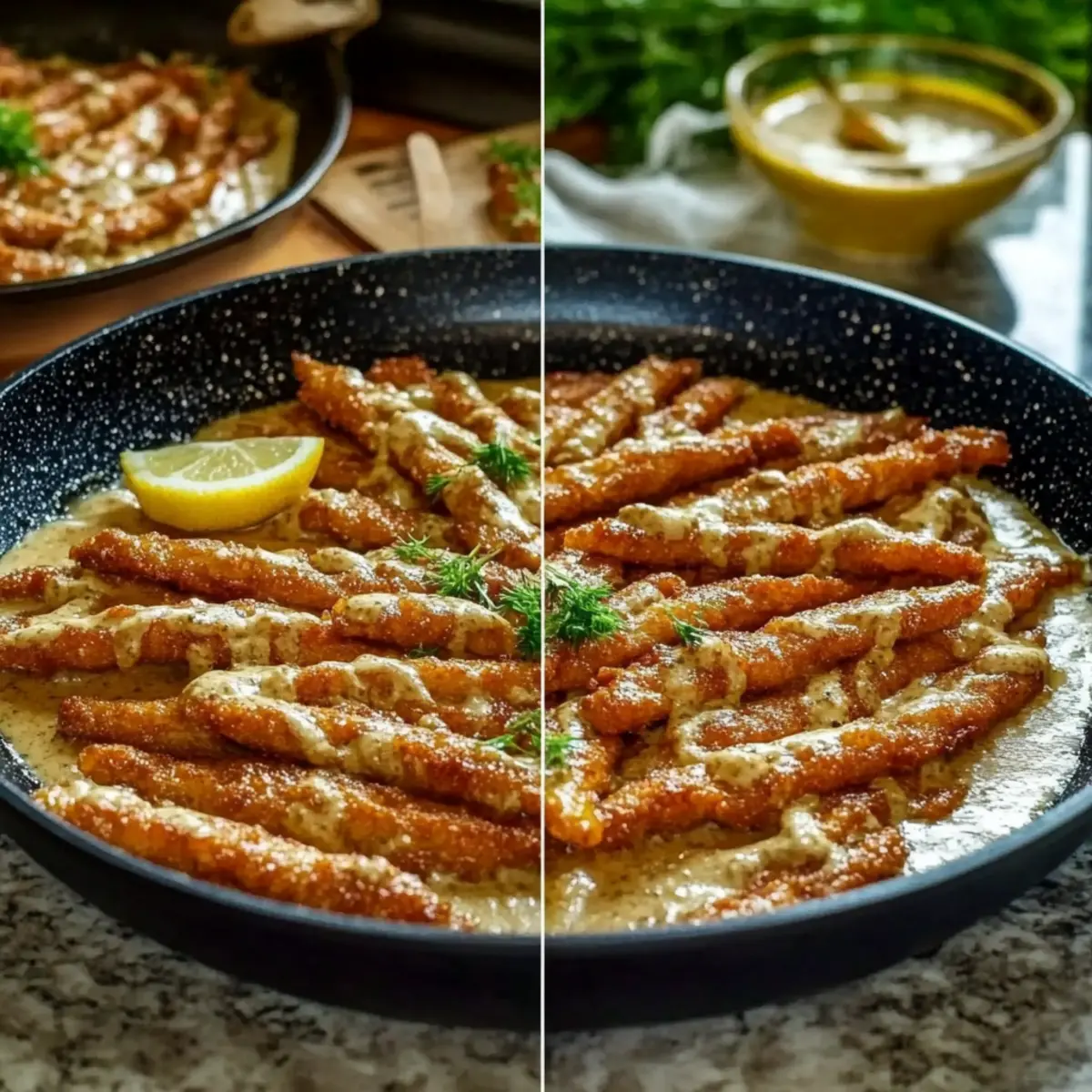 Schnitzelstreifen in Senfsauce – Schritt 3