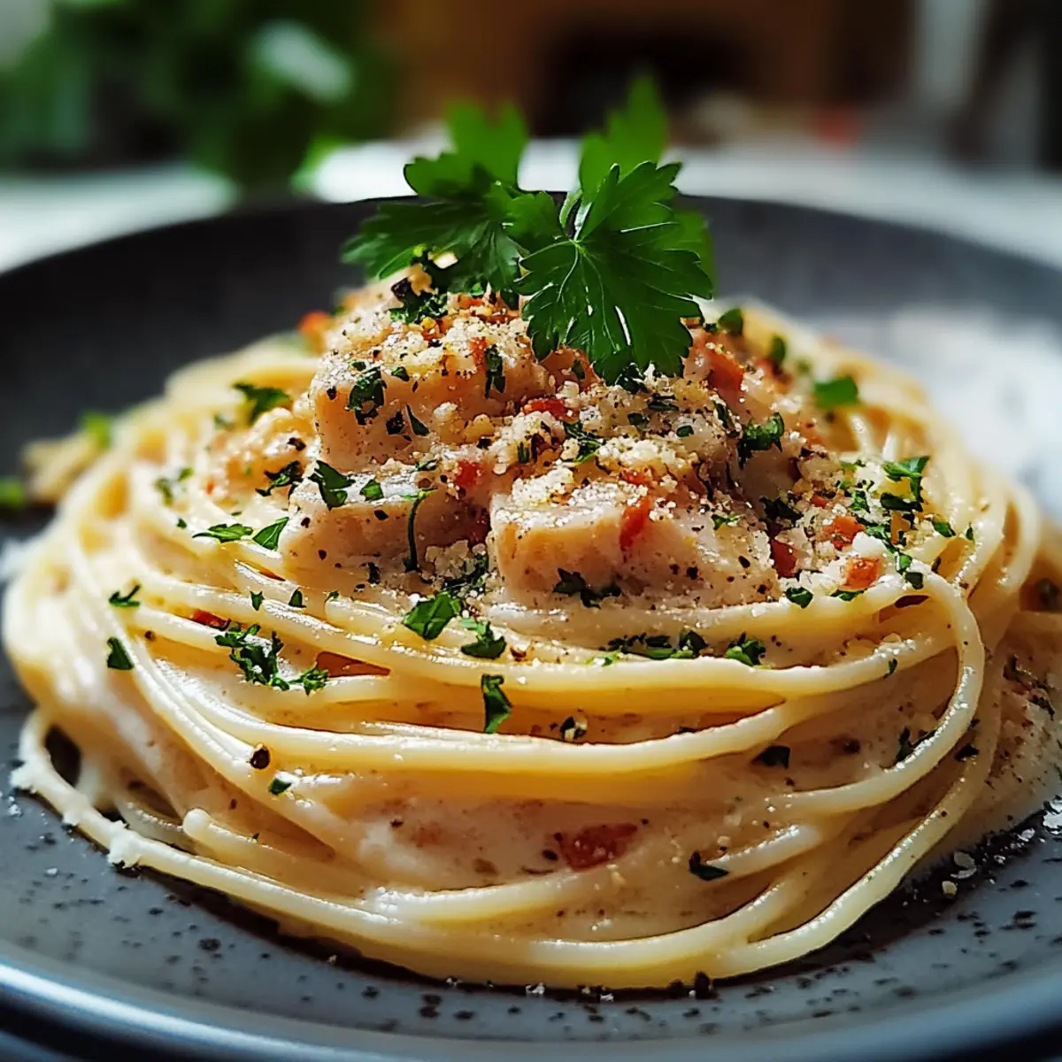 Thunfisch-Sahne-Sauce mit Spaghetti – Endergebnis