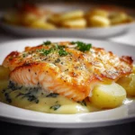 Zarter Lachs Auflauf mit Kartoffeln